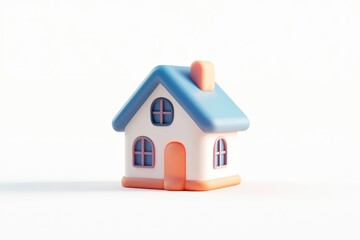Minimalistic pastel pink and cream toy house isolated on white background, perfect for real estate, home iconography, or child-friendly graphic design concepts.
