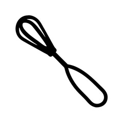 Black whisk kitchen utensil for cooking and baking illustration vector design element isolated on white