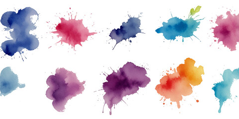 Set of colorful paint splatter abstract vector texture background. Set of abstract watercolor water splash background.	