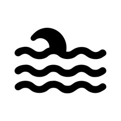 Black water wave icon vector illustration, ocean waves, sea waves, water surface design element, isolated