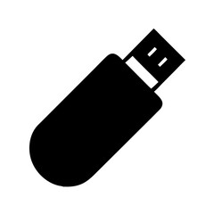 Download black usb flash drive vector icon illustration, data storage and transfer device symbol