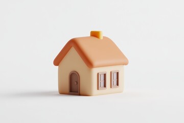 Cute 3D cartoon house with a bright blue door and orange roof, designed in a minimal and playful style for kids, games, apps, and educational materials.