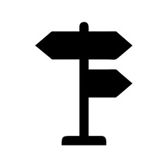 Directional signpost icon vector illustration showing navigation and travel destination choices