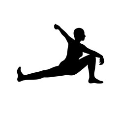 Yoga pose silhouette vector illustration, stretching exercise, fitness and wellness routine guide