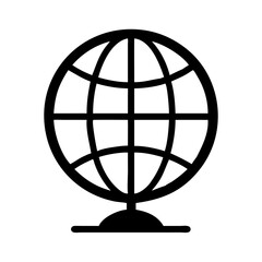Obraz premium Black and white globe icon vector illustration for geography education and travel concepts design