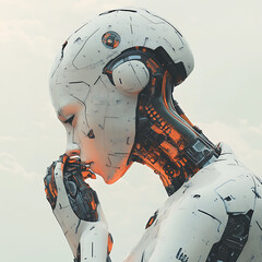  Contemplative Android in Futuristic Setting