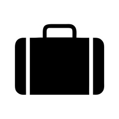 Black briefcase vector icon for business travel, portfolio, and professional documents storage bag