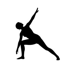 Yoga pose silhouette vector illustration of woman in warrior two pose for health and wellness design
