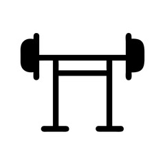 Gym barbell weightlifting equipment vector icon for fitness training and strength workout exercise