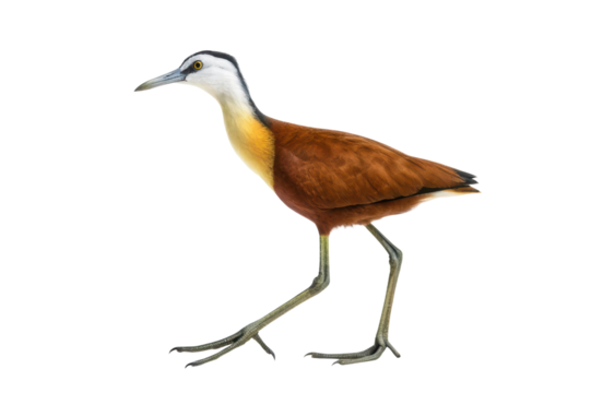 Beautiful water bird with striking plumage walking gracefully in natural habitat near wetlands in Africa