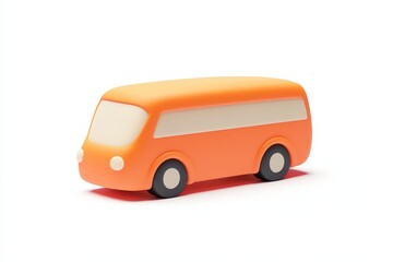 3D icon of a pastel-colored school bus with soft rounded shapes in yellow, pink, and blue tones. Minimal design perfect for kid-friendly visuals, apps, or educational content.