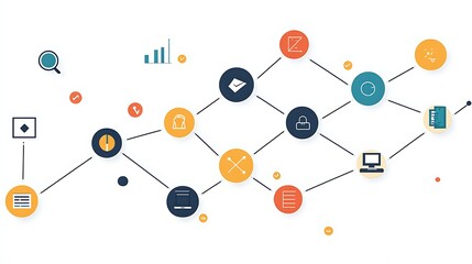 connections Minimalist timeline infographic with modern flat icons and sleek line