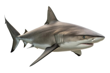 Obraz premium Depiction of a shark swimming in the ocean showing details of its body and fin structure for educational purposes