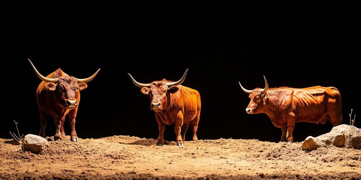 herd of oxen in natural landscape