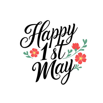 Happy 1st may logo calligraphy Text schwarz vektor