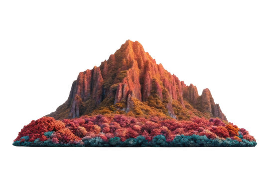 Majestic mountain peak surrounded by vibrant autumn forest for nature lovers and outdoor enthusiasts
