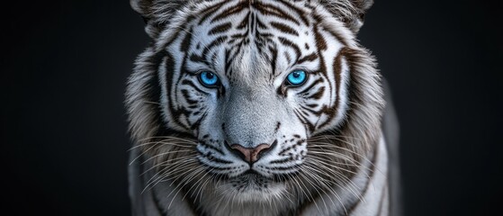 Fototapeta premium Majestic White Tiger with Piercing Blue Eyes