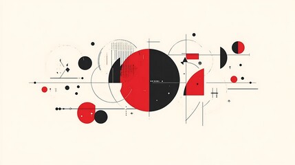 Obraz premium Abstract Red Black Geometric Art.