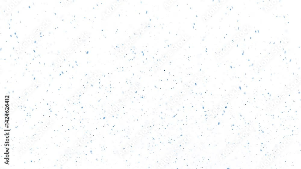 Poster abstract flicker small blue dot particles loop flying on white background.