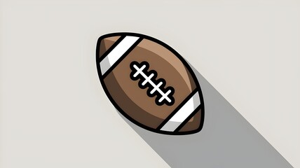 Flat Design American Football Ball on Green Background with Long Shadow