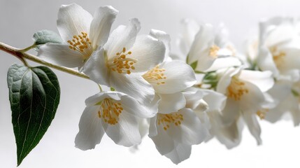 Obraz premium Delicate Jasmine Blossoms: A Serene White Floral Study