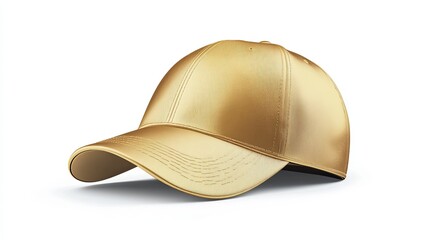Fototapeta premium Luxury Golden Baseball Cap Mockup Template Design Premium Quality Headwear Fashion Accessory Stylish Gold Hat Apparel Branding Elegant Baseball Cap 3D Render High Resolution Image Professional men 