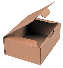 Cardboard on isolated background. Open box.