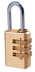 Combination padlock on isolated background.