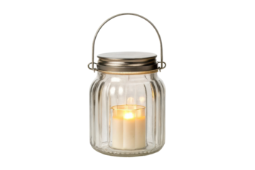 Elegant glass lantern with candle for ambient lighting and home decor design