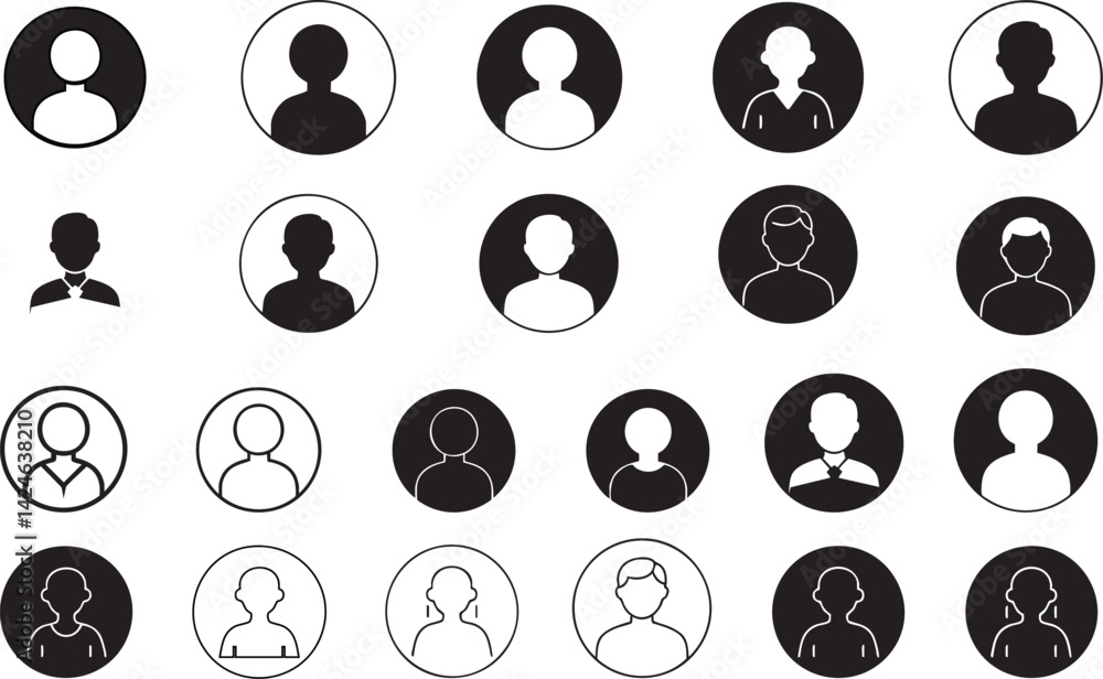 Poster this black and white vector set features various circle button icons and user symbols for web design