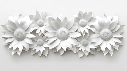 White Paper Sunflowers with Floral Design.