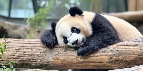 adult panda with baby cub