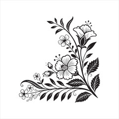 floral corner silhouette design