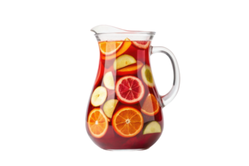 Refreshing fruit punch served in a clear glass pitcher with vibrant citrus slices
