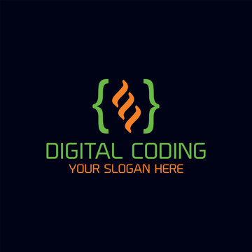 digital coding logo design vector