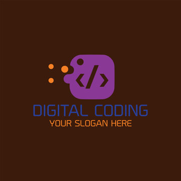 digital coding logo design vector