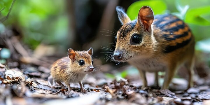baby chevrotain with adult 