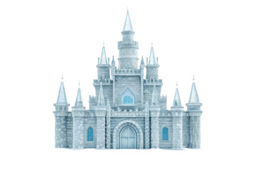 Obraz premium Enchanted ice castle with tall spires and shimmering facade for winter fantasy storytelling