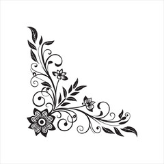 floral corner silhouette design