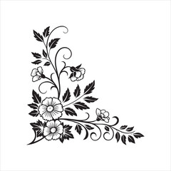 floral corner silhouette design