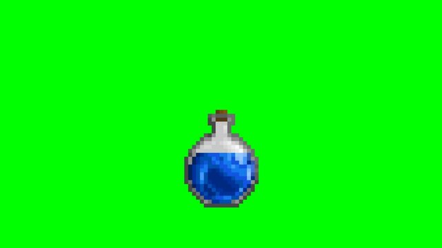 Blue magic potions, pixel art animation