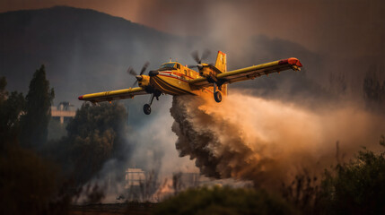 Avi&oacute;n cisterna combate incendio forestal desde el aire