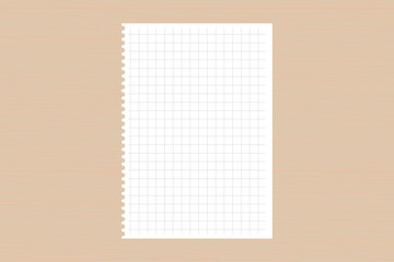 Notepad on wood table. Blank paper sheet on wooden background. To do list, notes, back to school. Business or education concept, horizontal banner. Mockup template.