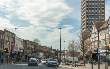 Wembley Borough of Brent London UK. 19.04.2025. Wembley High Road in Brent a suburb of London UK.