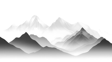 Monochrome Mountain Range Landscape.
