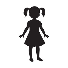 Fototapeta premium Kids Girls icon in vector art Black white outline art