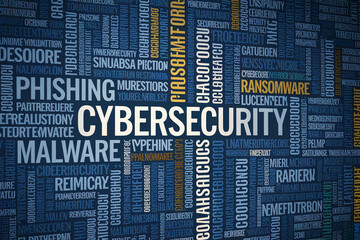 Word cloud depicting cybersecurity terminology, showcasing concepts of digital security, data protection, and online threats, useful for awareness campaigns