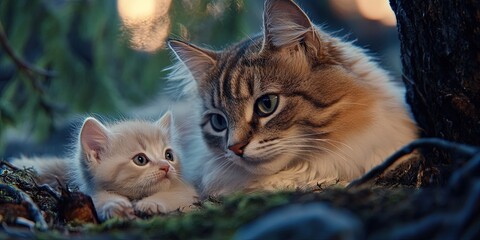  cat with kitten - feline parenting