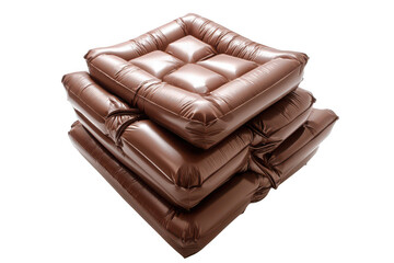 Obraz premium brown inflatable square couches stacked on top of each other, against a white background, png