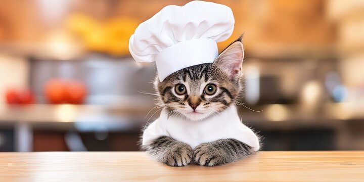 kitten dressed like chef -